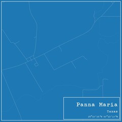 Blueprint US city map of Panna Maria, Texas.