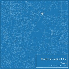 Blueprint US city map of Hebbronville, Texas.