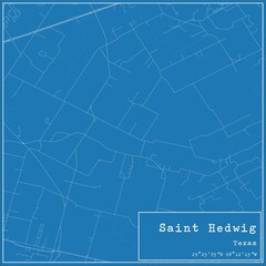 Fototapeta premium Blueprint US city map of Saint Hedwig, Texas.
