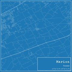 Blueprint US city map of Marion, Texas.