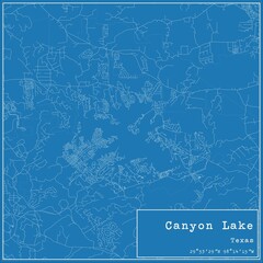 Blueprint US city map of Canyon Lake, Texas.