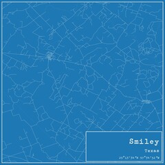 Blueprint US city map of Smiley, Texas.