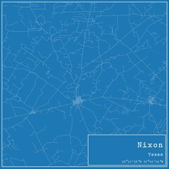 Blueprint US city map of Nixon, Texas.