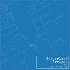 Fototapeta premium Blueprint US city map of Sutherland Springs, Texas.