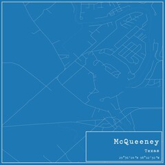 Blueprint US city map of McQueeney, Texas.