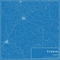 Blueprint US city map of Yoakum, Texas.