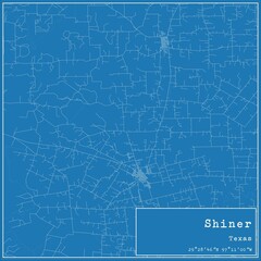 Blueprint US city map of Shiner, Texas.