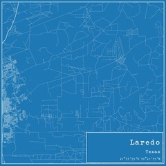 Blueprint US city map of Laredo, Texas.
