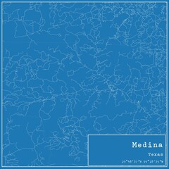 Blueprint US city map of Medina, Texas.