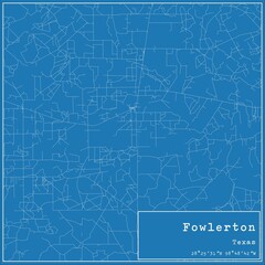 Fototapeta premium Blueprint US city map of Fowlerton, Texas.