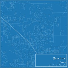 Blueprint US city map of Boerne, Texas.