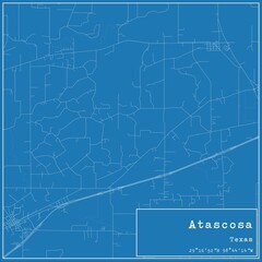 Fototapeta premium Blueprint US city map of Atascosa, Texas.