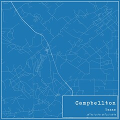 Blueprint US city map of Campbellton, Texas.