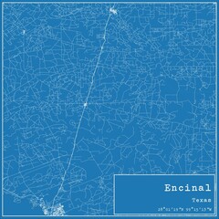Blueprint US city map of Encinal, Texas.