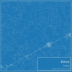 Blueprint US city map of Edna, Texas.