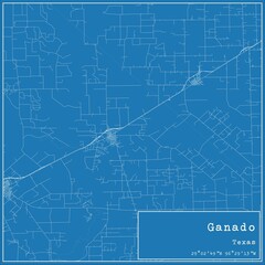 Blueprint US city map of Ganado, Texas.