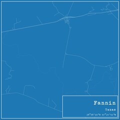 Blueprint US city map of Fannin, Texas.
