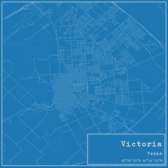 Fototapeta premium Blueprint US city map of Victoria, Texas.