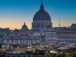 Sunset on St Peter's Basilica in Rome