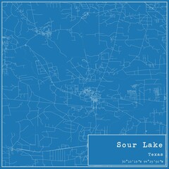 Blueprint US city map of Sour Lake, Texas.