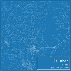 Fototapeta premium Blueprint US city map of Silsbee, Texas.
