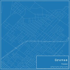 Blueprint US city map of Groves, Texas.