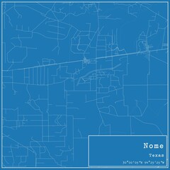 Blueprint US city map of Nome, Texas.