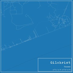 Blueprint US city map of Gilchrist, Texas.