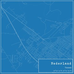 Blueprint US city map of Nederland, Texas.