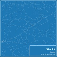 Obraz na płótnie Canvas Blueprint US city map of Gause, Texas.