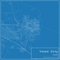 Blueprint US city map of Texas City, Texas.