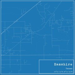 Blueprint US city map of Hamshire, Texas.