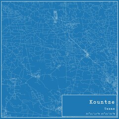 Blueprint US city map of Kountze, Texas.
