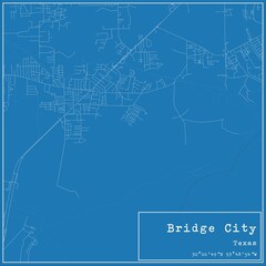 Blueprint US city map of Bridge City, Texas.