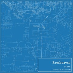Blueprint US city map of Rosharon, Texas.