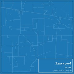 Fototapeta premium Blueprint US city map of Raywood, Texas.