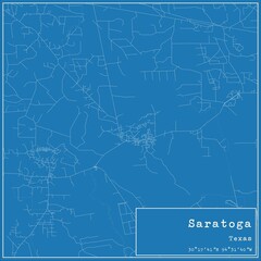 Blueprint US city map of Saratoga, Texas.