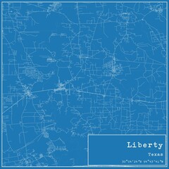 Blueprint US city map of Liberty, Texas. - obrazy, fototapety, plakaty