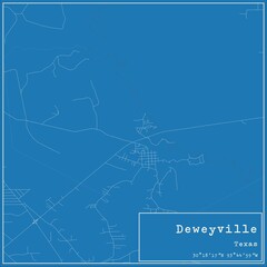 Blueprint US city map of Deweyville, Texas.