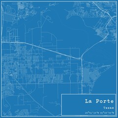 Blueprint US city map of La Porte, Texas.