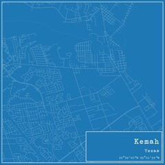 Blueprint US city map of Kemah, Texas.