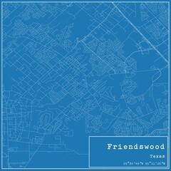 Blueprint US city map of Friendswood, Texas.