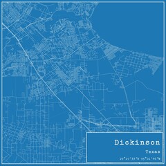 Obraz premium Blueprint US city map of Dickinson, Texas.