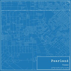 Blueprint US city map of Pearland, Texas.