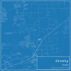 Blueprint US city map of Crosby, Texas.