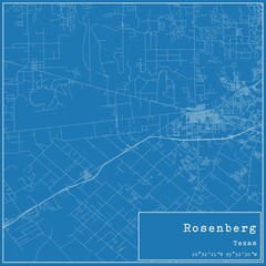 Blueprint US city map of Rosenberg, Texas. - obrazy, fototapety, plakaty