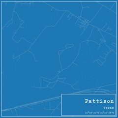 Blueprint US city map of Pattison, Texas.