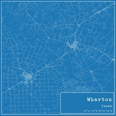 Blueprint US city map of Wharton, Texas.