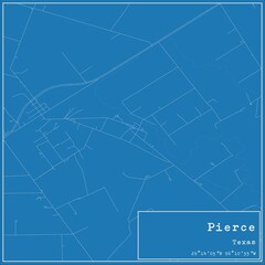 Blueprint US city map of Pierce, Texas.