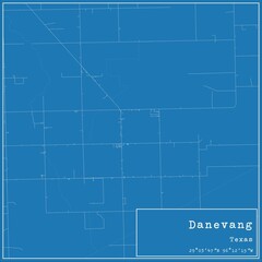 Blueprint US city map of Danevang, Texas.